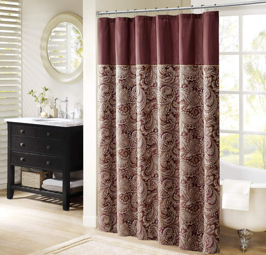 Madison Park Aubrey Shower Curtain for Bathroom, 72 x 72, Burgundy