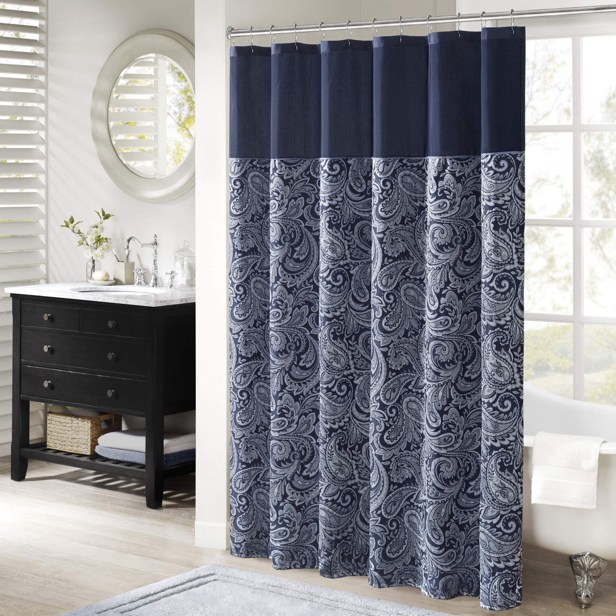 Madison Park Aubrey Shower Curtain for Bathroom, 72 x 72, Burgundy