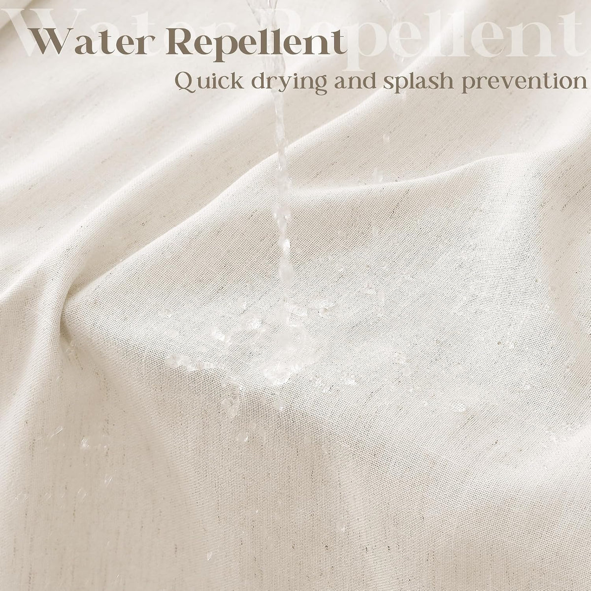Cream Linen Shower Curtain for Bathroom Water Repellent 72x78 Inch