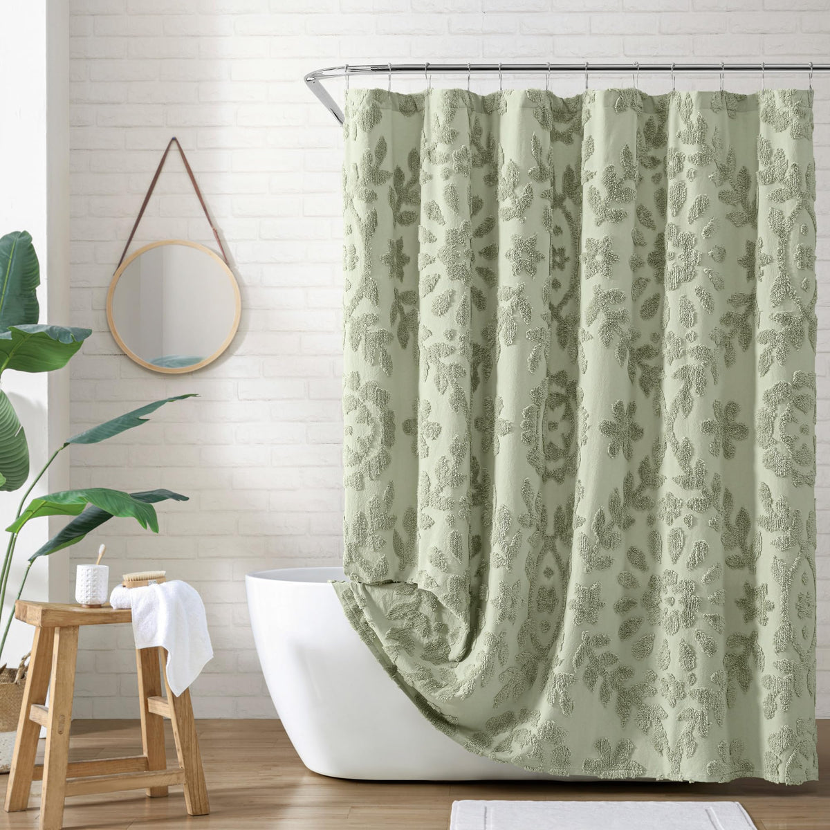 Peri Home Block Print Gauze Shower Curtain 72 x 72 inches Multi 1-Piece