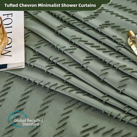Siiluminisoy Sage Green Shower Curtain for Bathroom Boho Shower Curtain