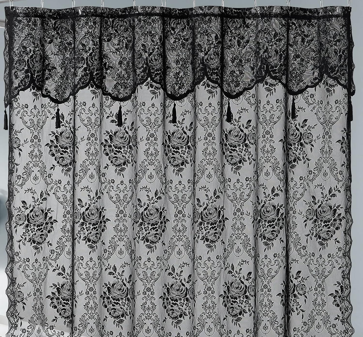 Warm Home Designs Black Stall Shower Curtain with Valance. LA Black 36
