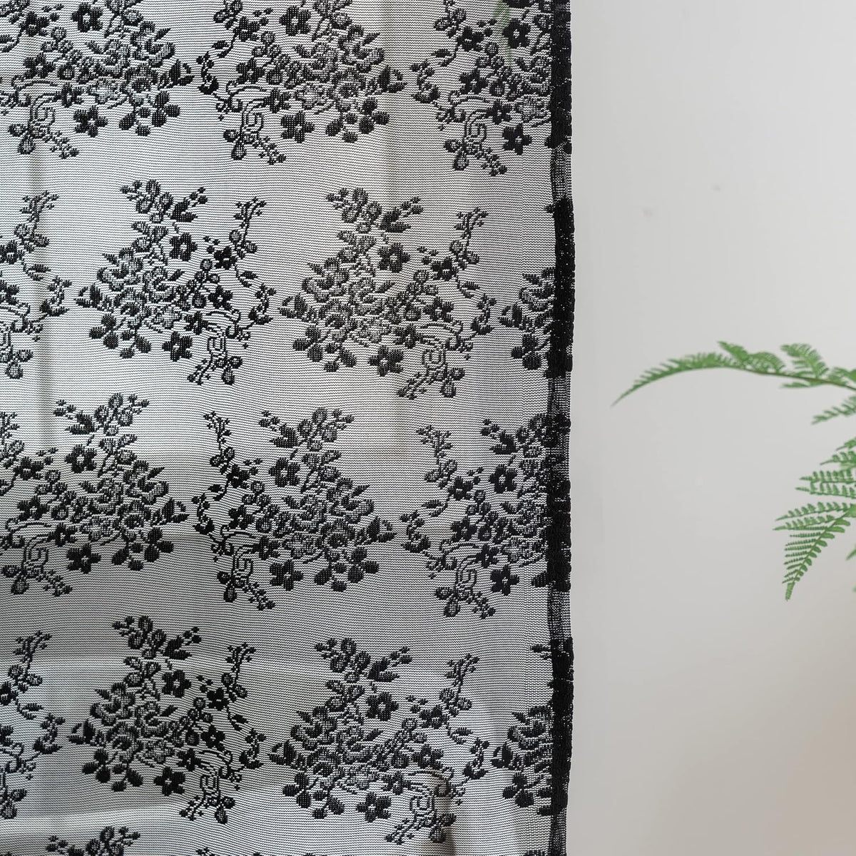 TUDECO Black Lace Shower Curtain with Valance, Gothic Style, 72 x 72 Inch
