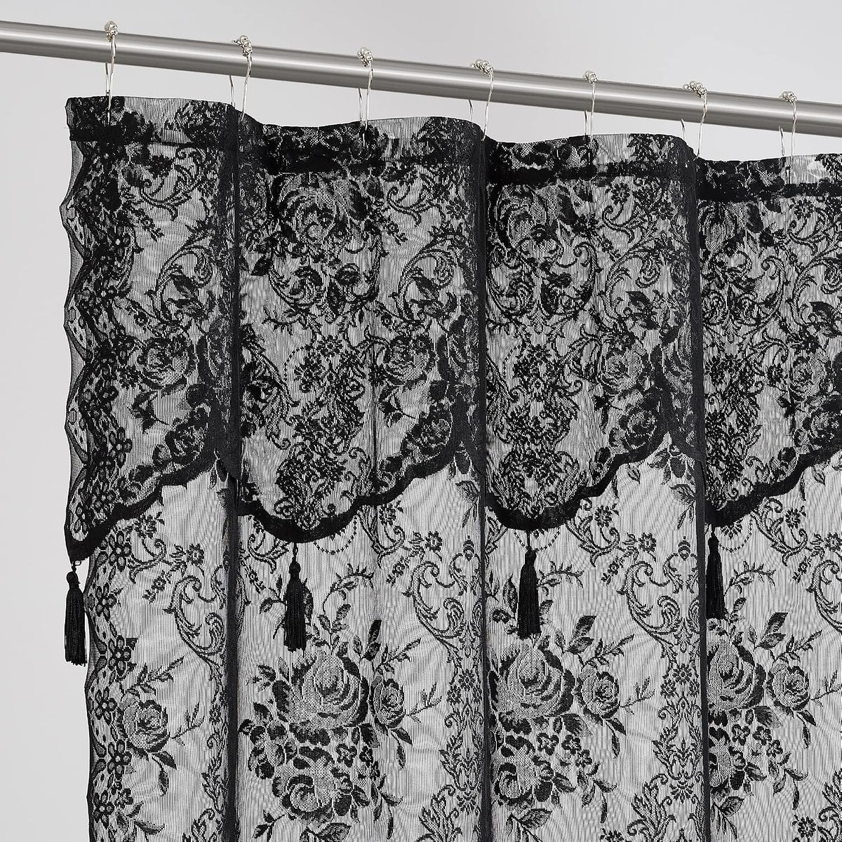 Warm Home Designs Black Stall Shower Curtain with Valance. LA Black 36